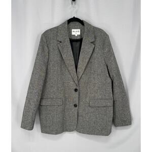 NA-KD Blazer Womens 42 Gray Two Toned Oversized Wool Blend Suit Jacket